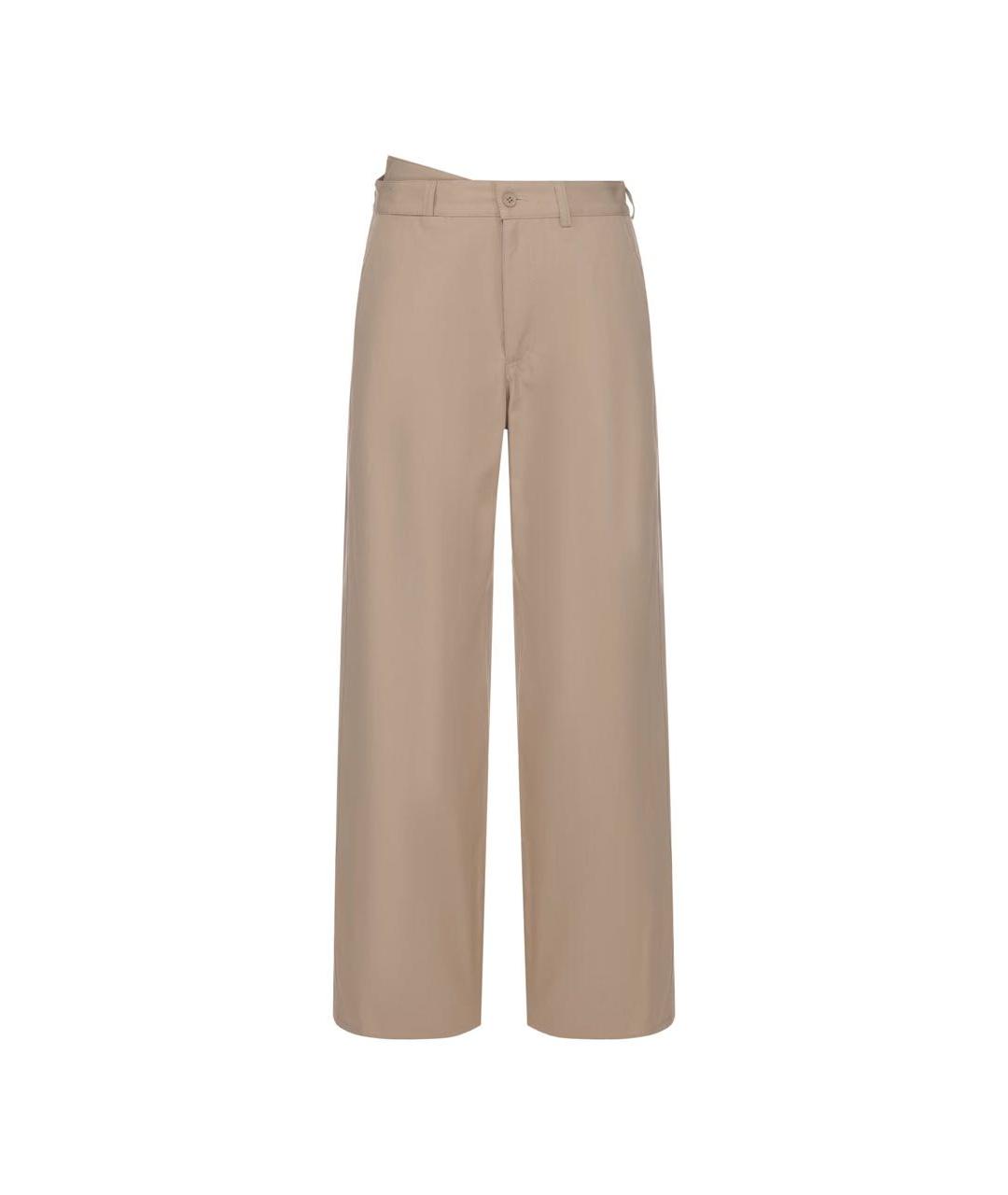 MM6 MAISON MARGIELA Бежевые хлопковые брюки широкие, фото 1