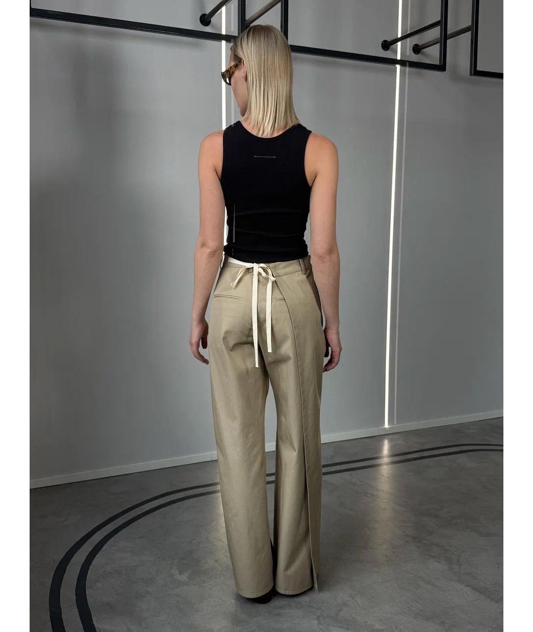 MM6 MAISON MARGIELA Бежевые хлопковые брюки широкие, фото 3