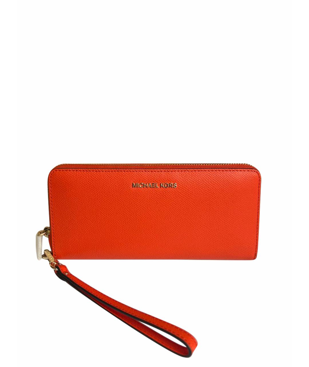 MICHAEL KORS Оранжевый кожаный кошелек, фото 1