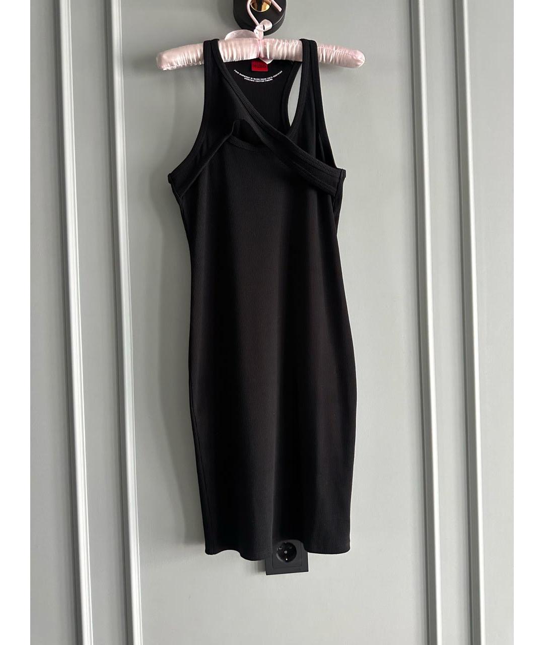 HUGO BOSS Черное хлопко-эластановое повседневное платье, фото 8