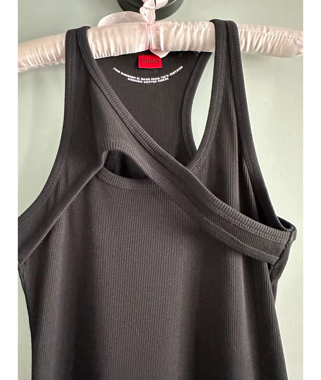 HUGO BOSS Черное хлопко-эластановое повседневное платье, фото 3