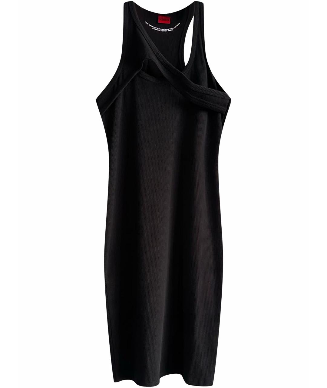 HUGO BOSS Черное хлопко-эластановое повседневное платье, фото 1