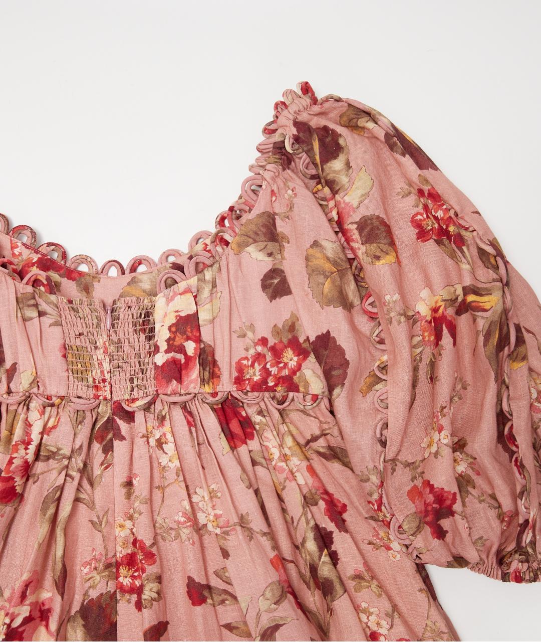 ZIMMERMANN Розовое льняное повседневное платье, фото 6