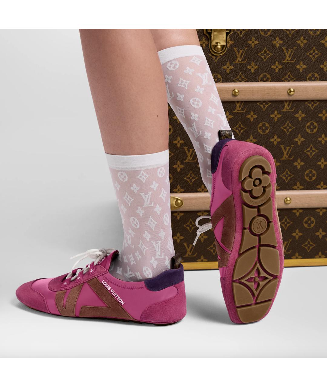 LOUIS VUITTON Розовые кожаные кеды, фото 2
