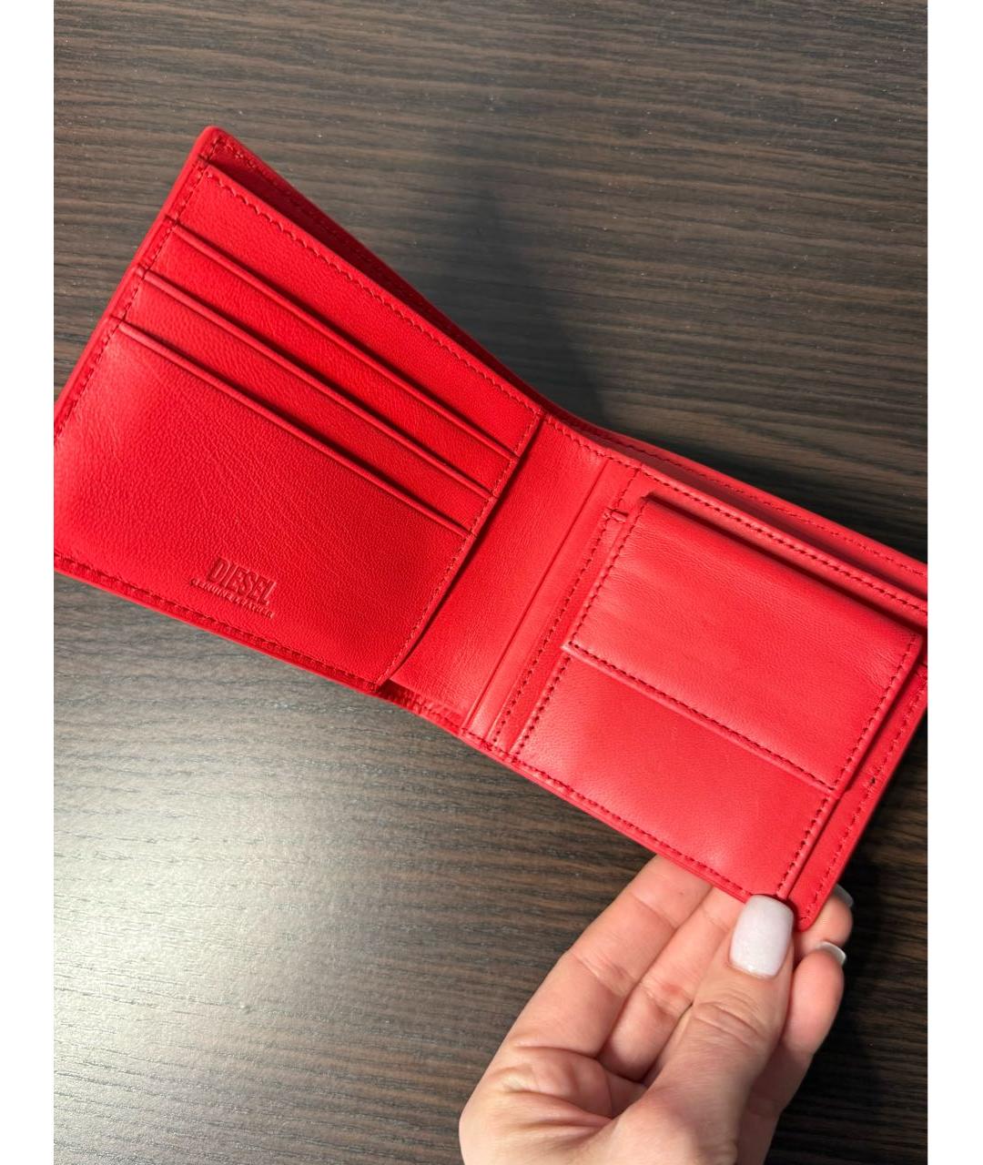 DIESEL Красный кожаный кошелек, фото 5