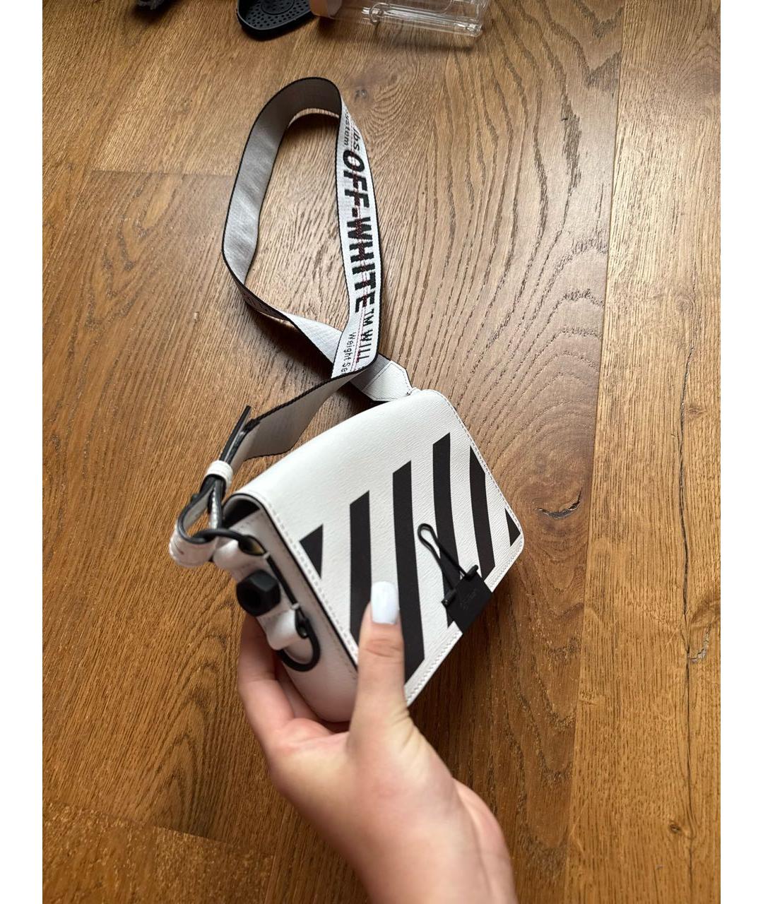 OFF-WHITE Белая кожаная сумка через плечо, фото 2