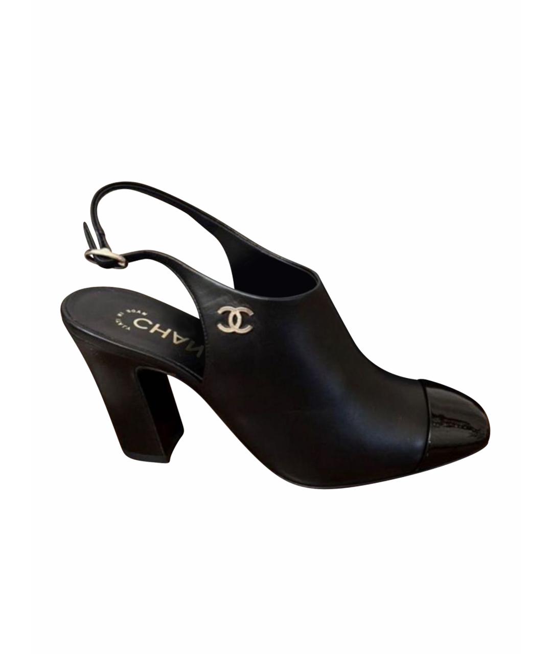 CHANEL Черные кожаные мюли, фото 1