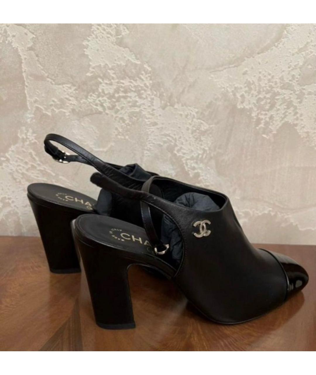 CHANEL Черные кожаные мюли, фото 6
