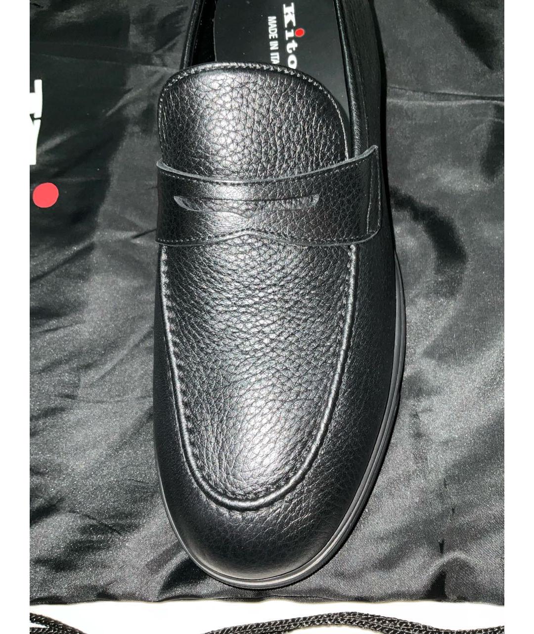 KITON Черные кожаные лоферы, фото 3