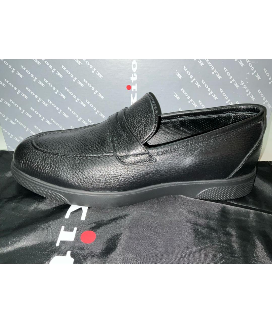 KITON Черные кожаные лоферы, фото 8
