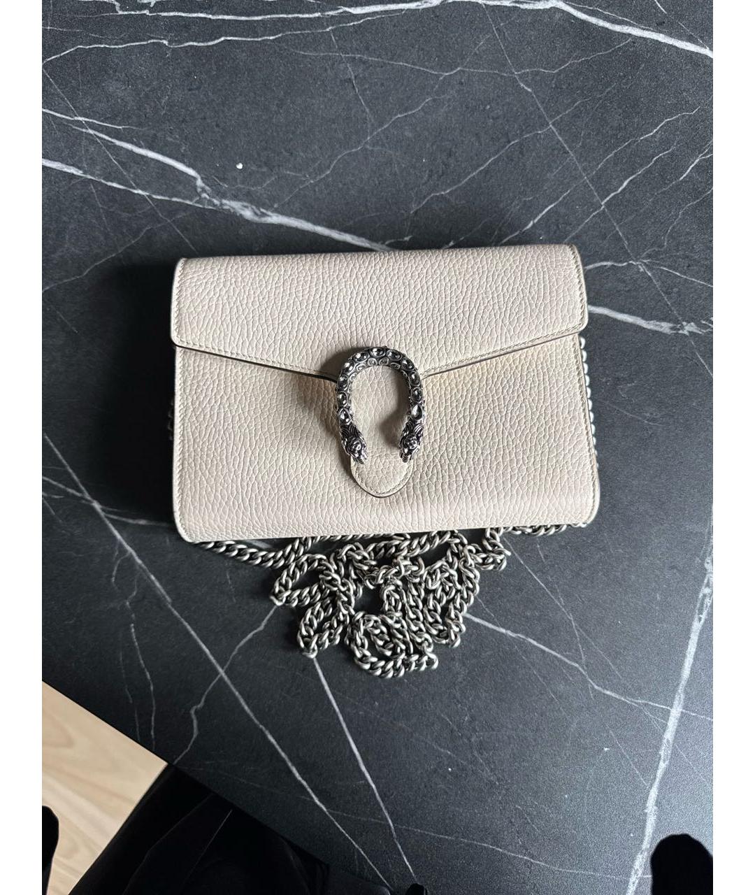 GUCCI Бежевая кожаная сумка через плечо, фото 5