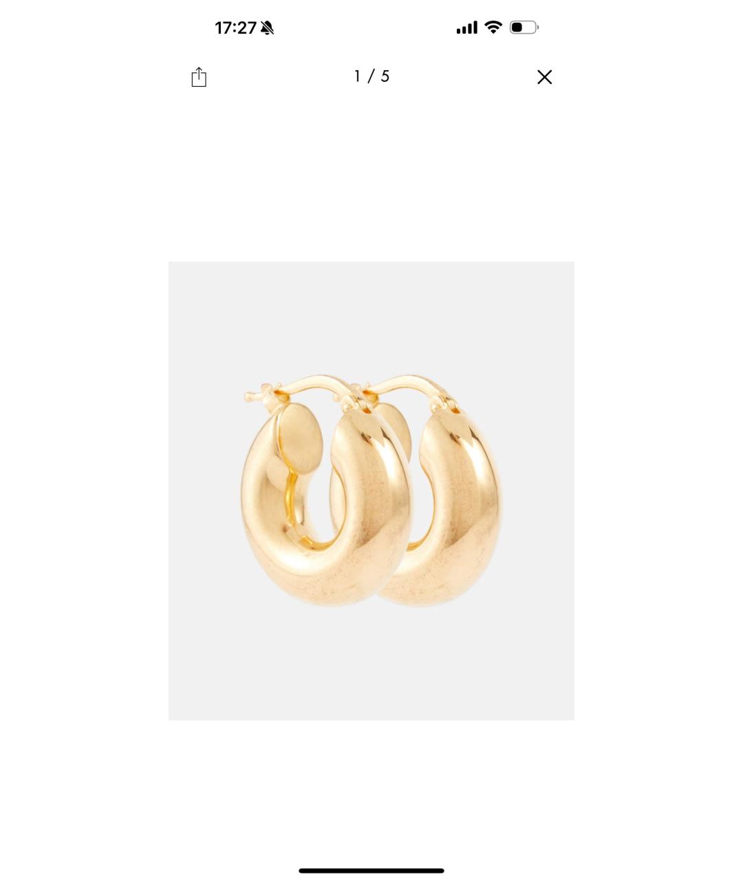 JIL SANDER Золотые металлические серьги, фото 8