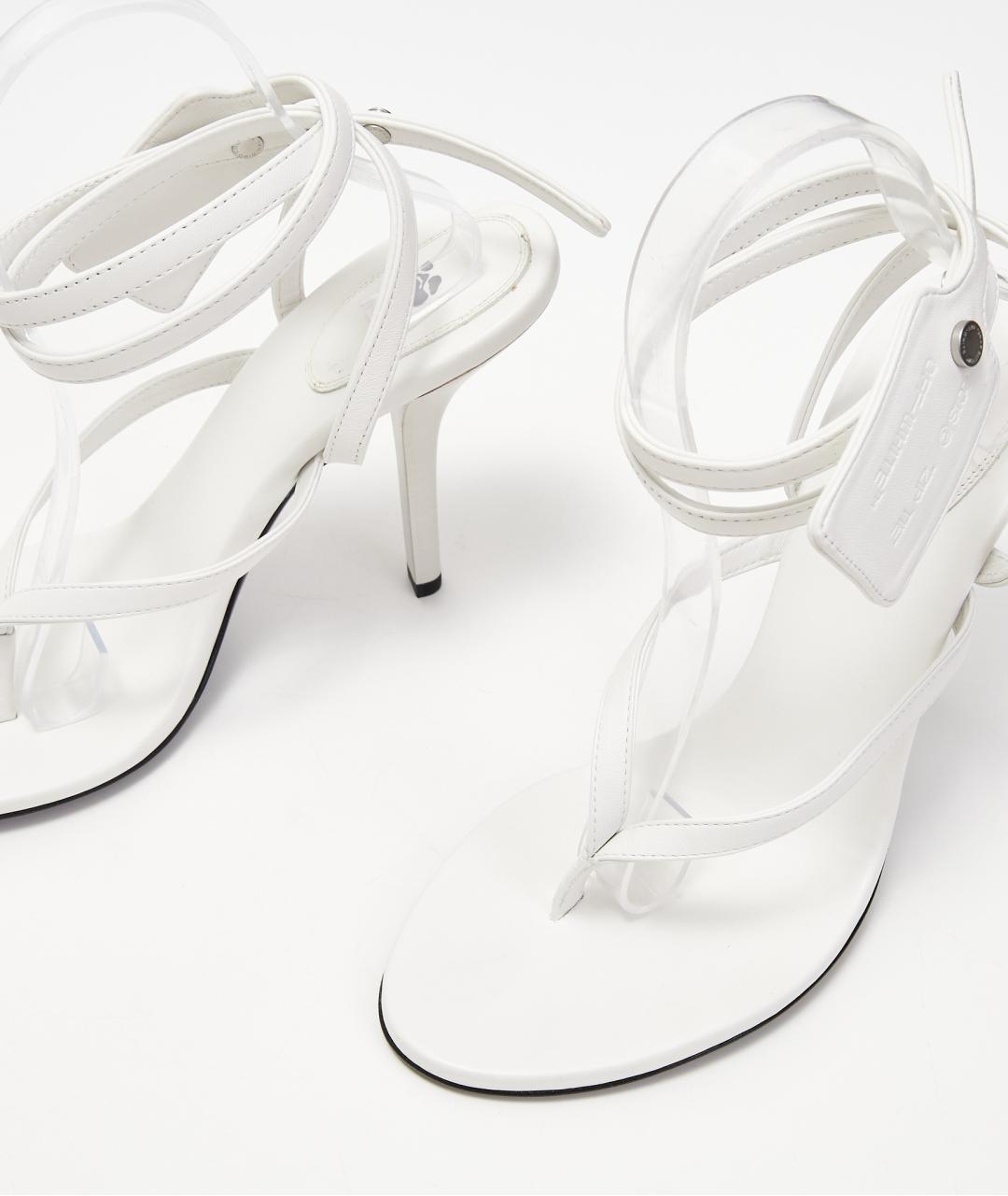 OFF-WHITE Белые кожаные босоножки, фото 4
