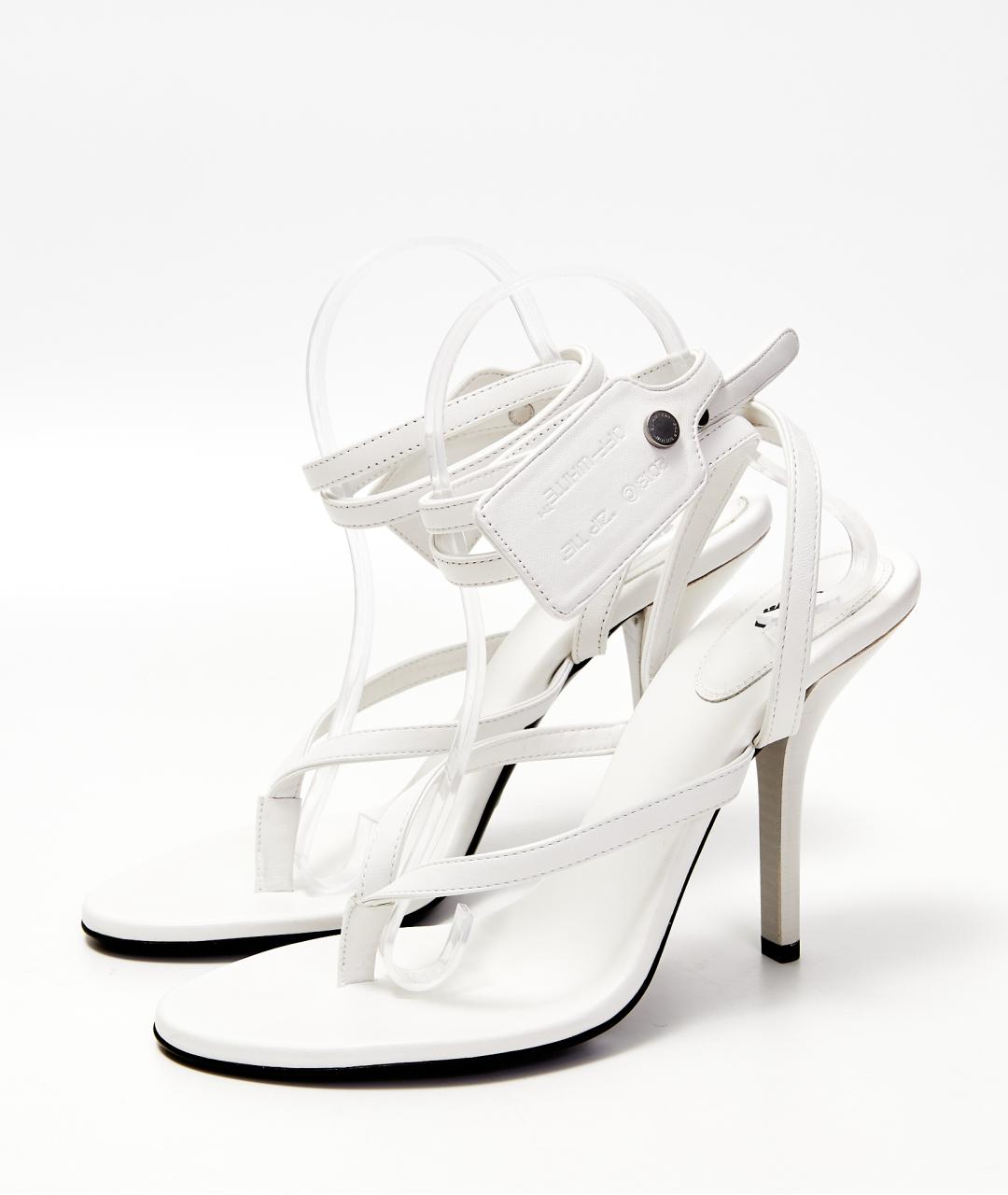 OFF-WHITE Белые кожаные босоножки, фото 2