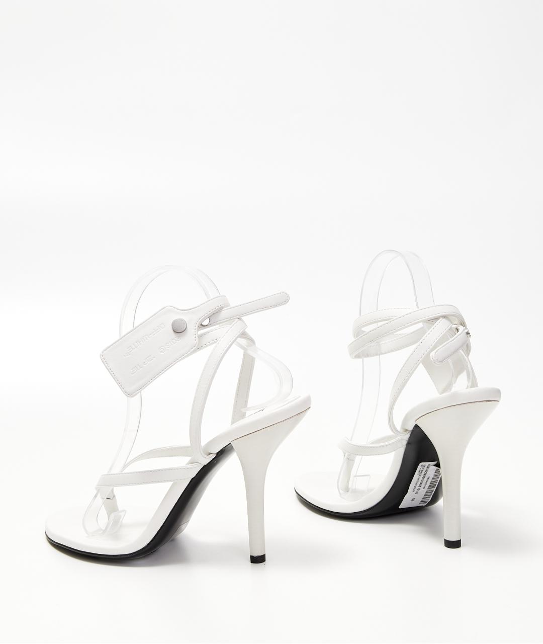 OFF-WHITE Белые кожаные босоножки, фото 6