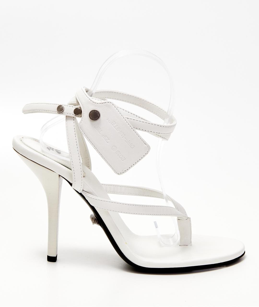 OFF-WHITE Белые кожаные босоножки, фото 7