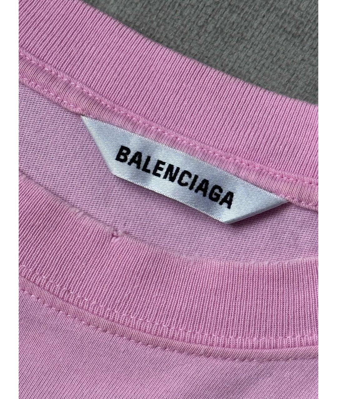 BALENCIAGA Розовая хлопковая футболка, фото 3