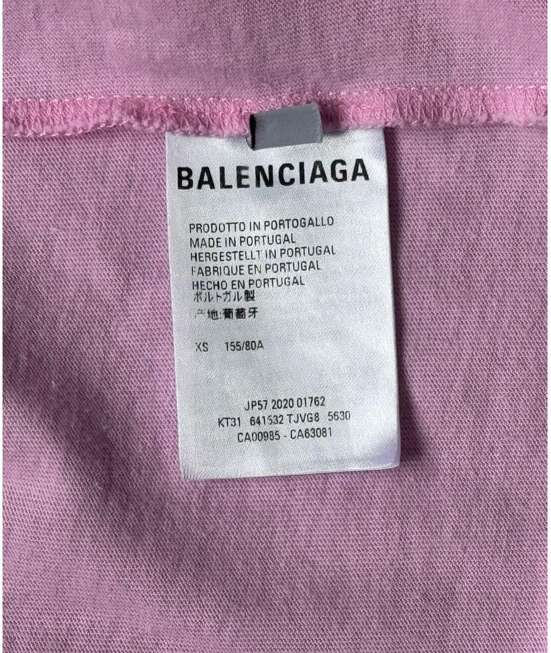 BALENCIAGA Розовая хлопковая футболка, фото 7