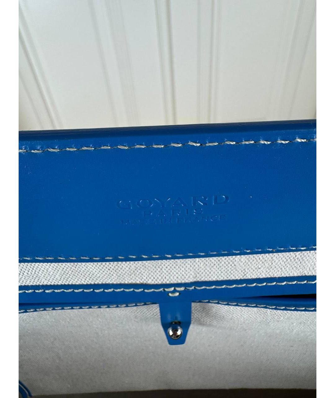 GOYARD Голубая кожаная сумка с короткими ручками, фото 6