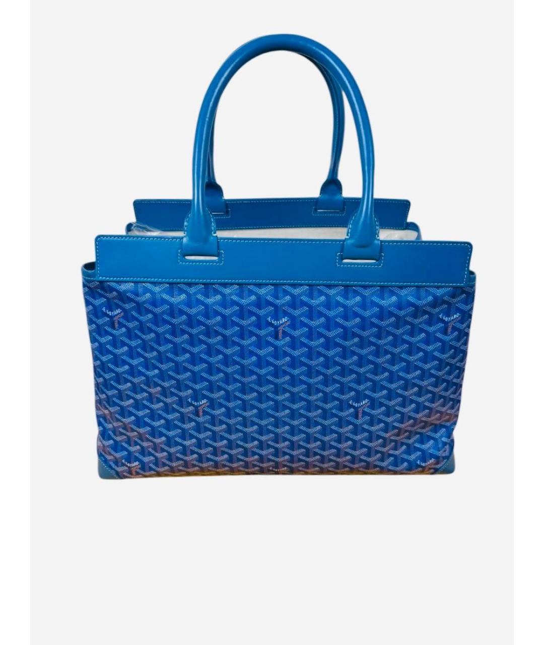 GOYARD Голубая кожаная сумка с короткими ручками, фото 9