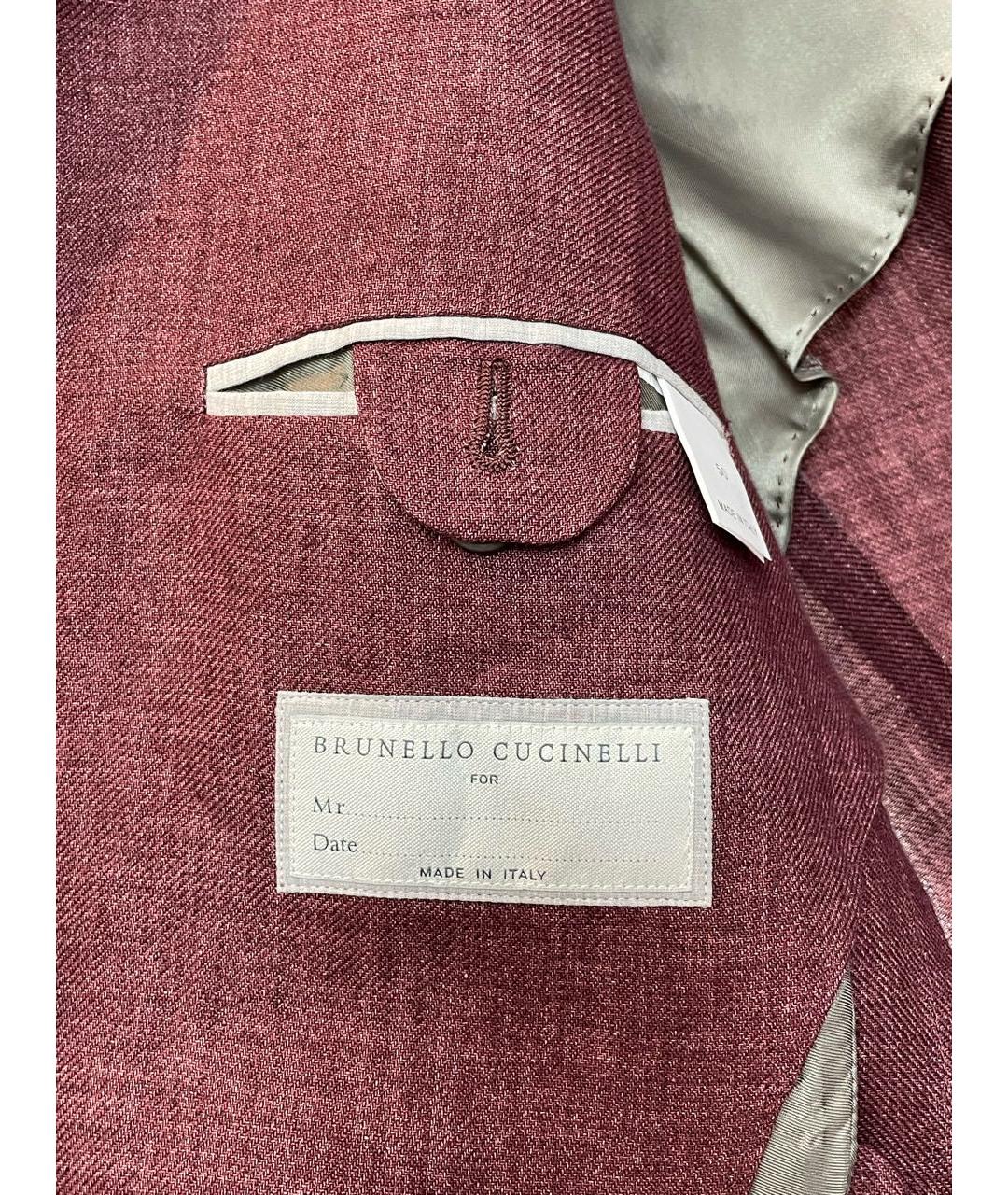 BRUNELLO CUCINELLI Бордовый льняной пиджак, фото 4