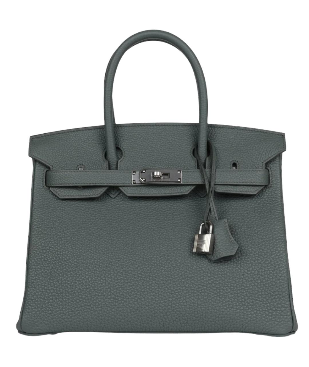 HERMES Серая кожаная сумка с короткими ручками, фото 1