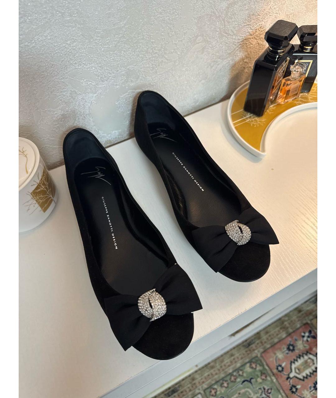GIUSEPPE ZANOTTI DESIGN Черные замшевые балетки, фото 5