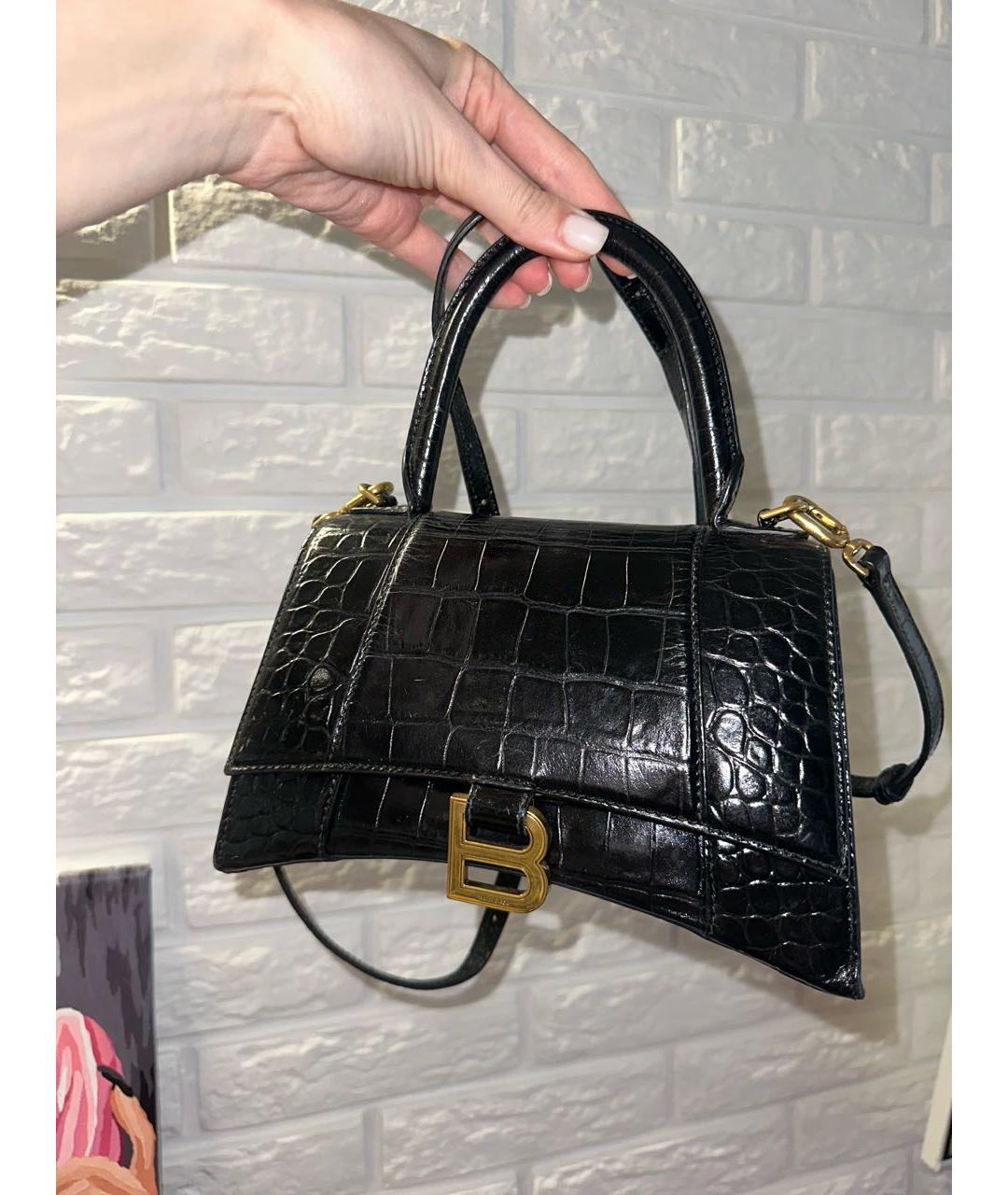 BALENCIAGA Черная кожаная сумка с короткими ручками, фото 2