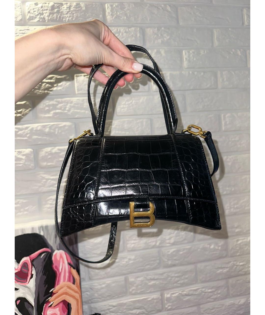 BALENCIAGA Черная кожаная сумка с короткими ручками, фото 5