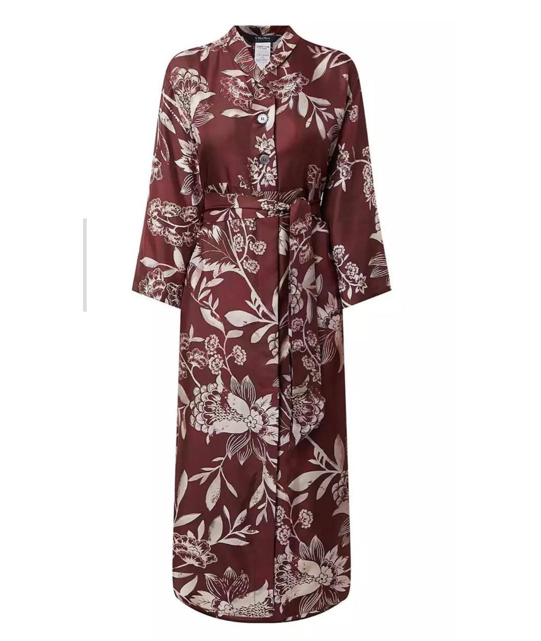 'S MAX MARA Бордовое шелковое повседневное платье, фото 8