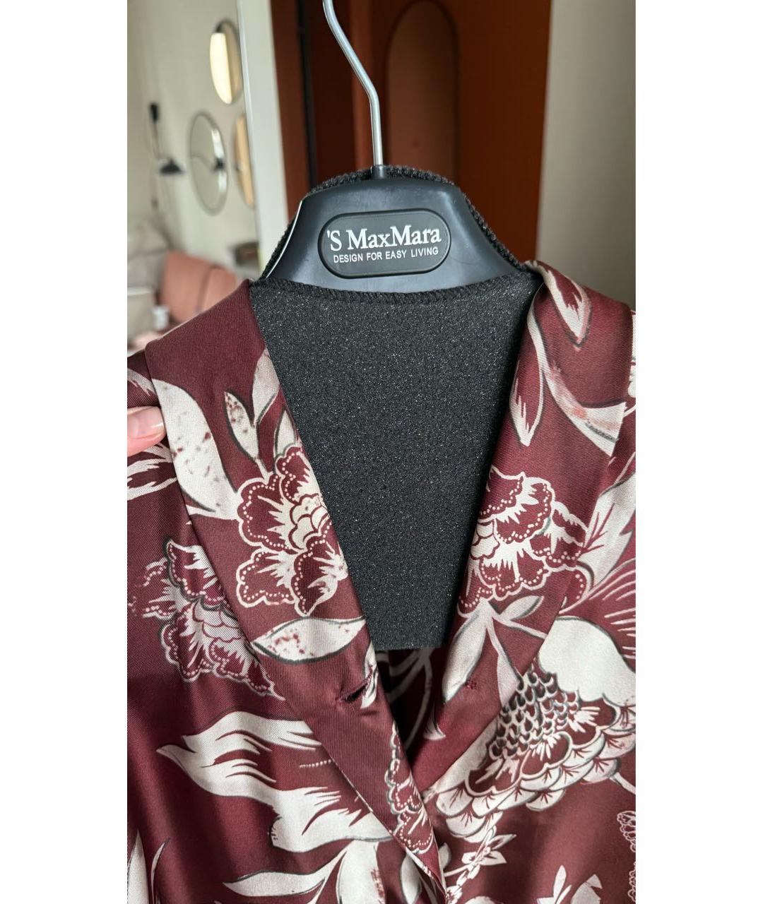 'S MAX MARA Бордовое шелковое повседневное платье, фото 7