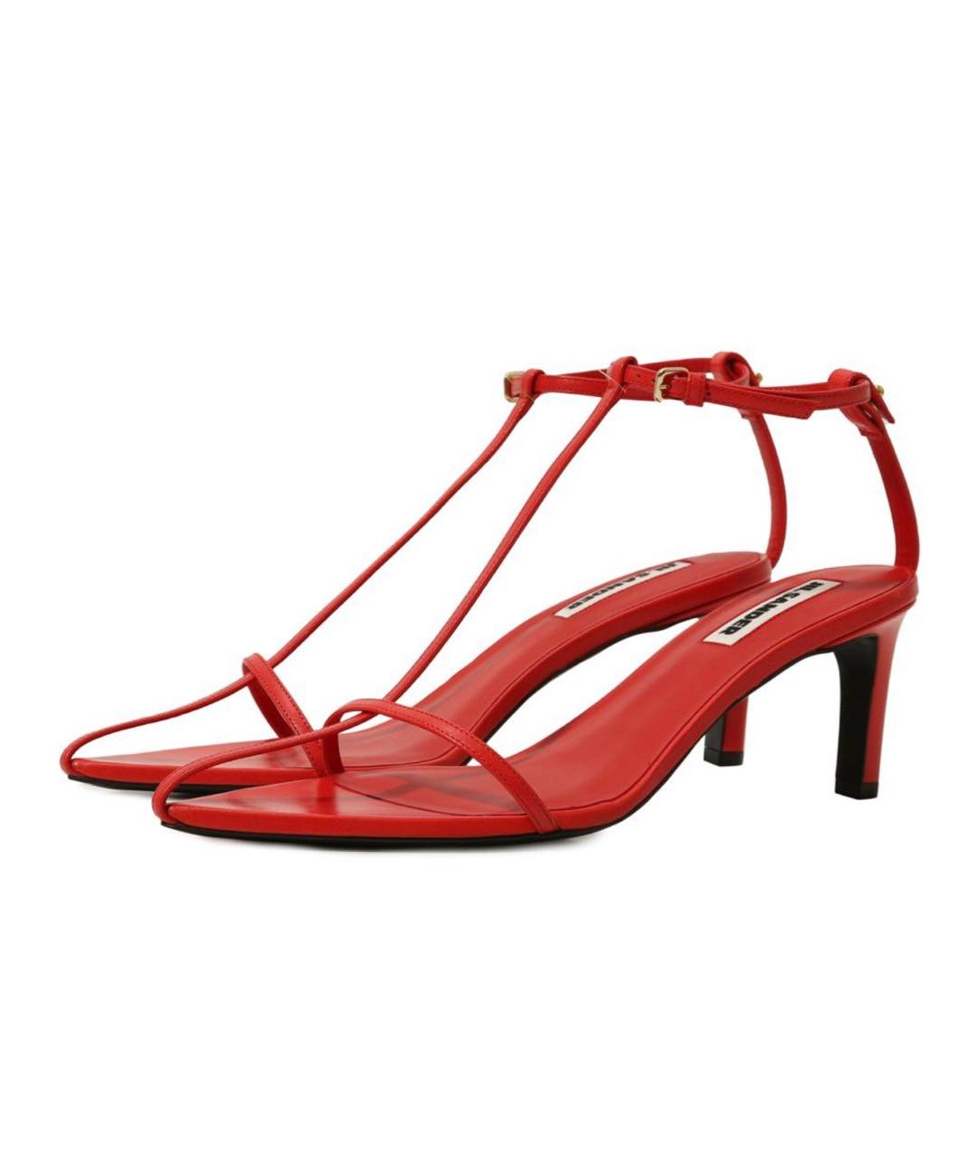 JIL SANDER Красные кожаные босоножки, фото 2