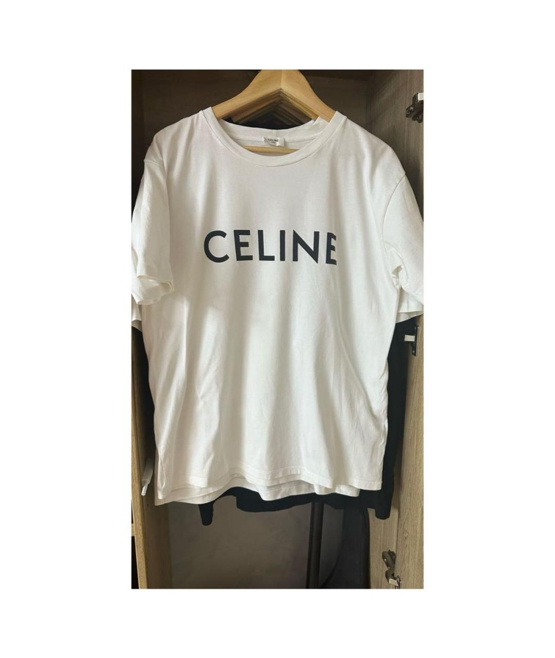 CELINE Белая хлопковая футболка, фото 4
