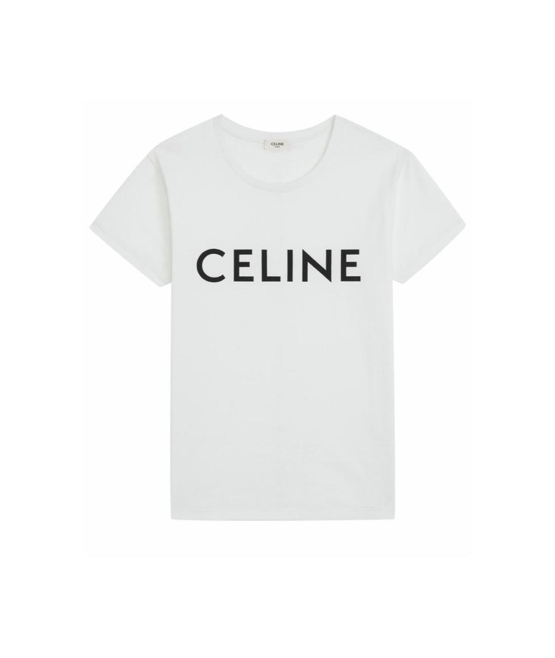 CELINE Белая хлопковая футболка, фото 5