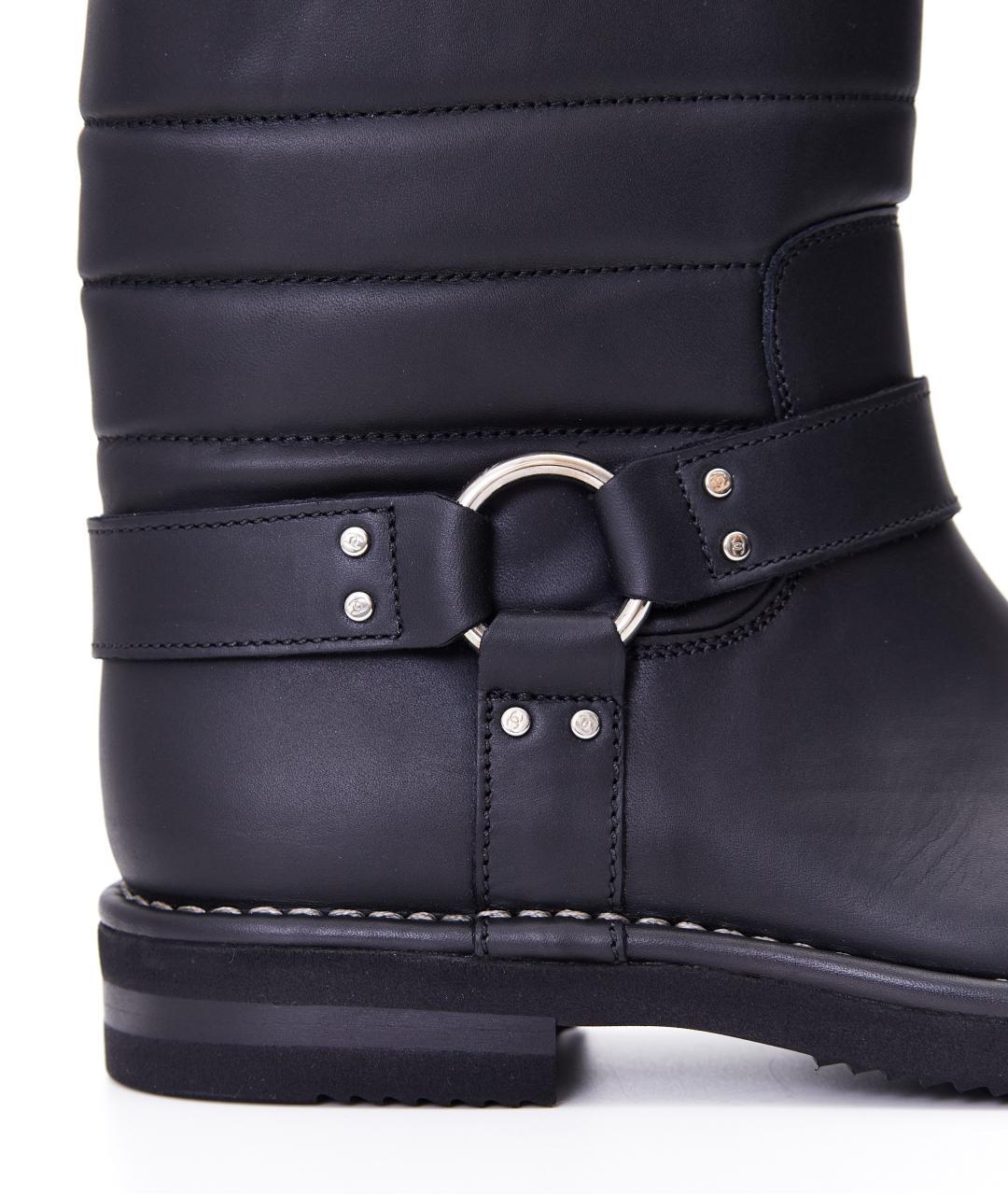 CHANEL Черные кожаные сапоги, фото 4