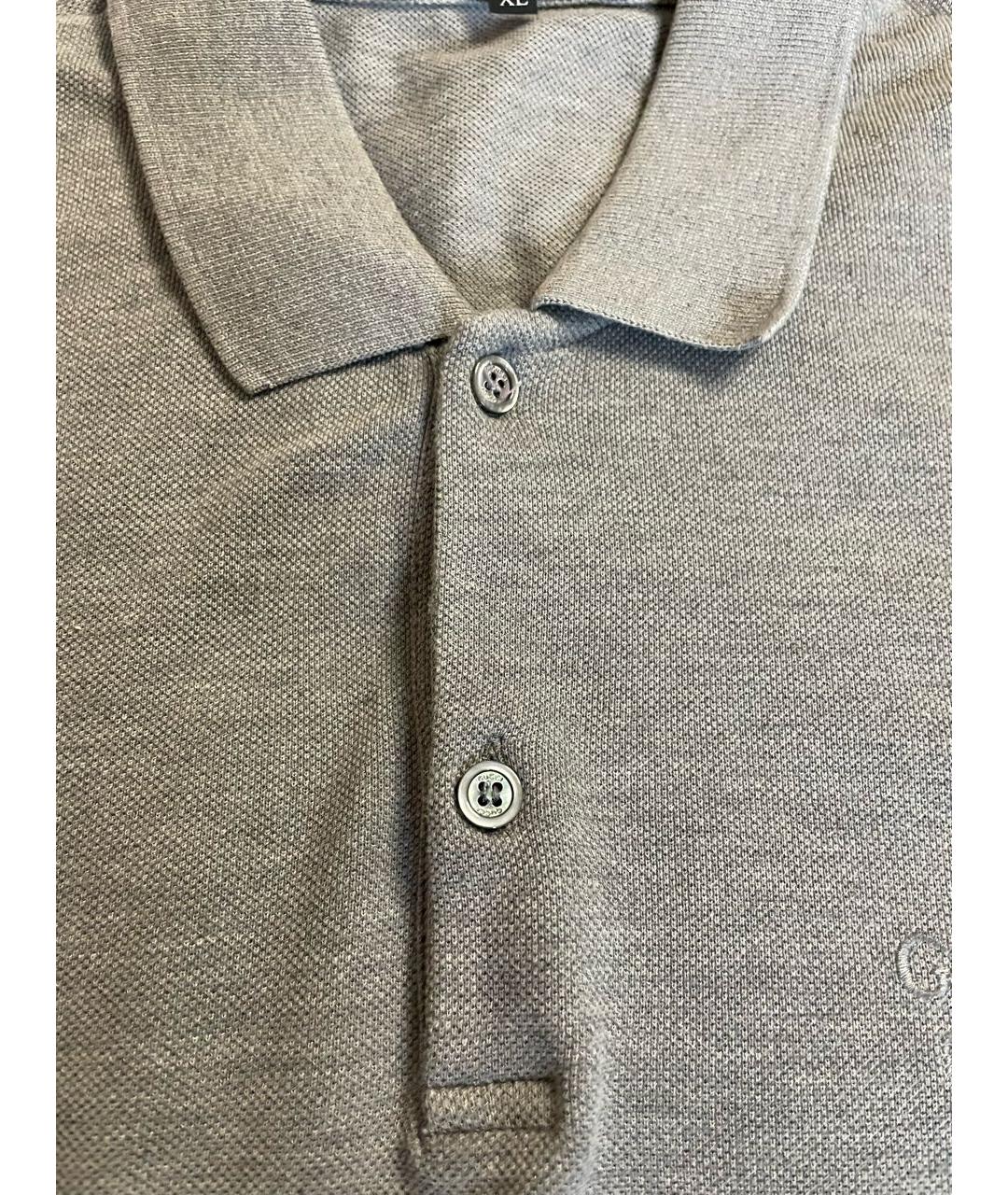 GUCCI Серое хлопко-эластановое поло с коротким рукавом, фото 3