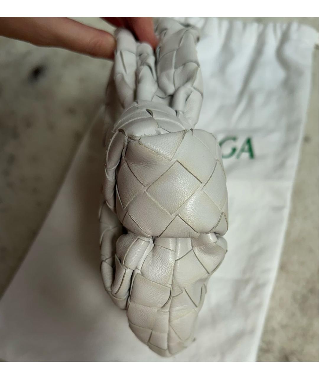 BOTTEGA VENETA Белая кожаная сумка с короткими ручками, фото 3
