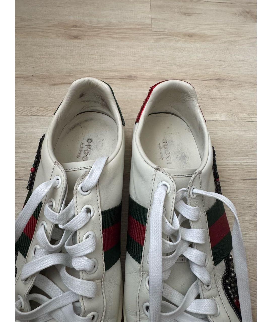 GUCCI Белые кожаные кеды, фото 8
