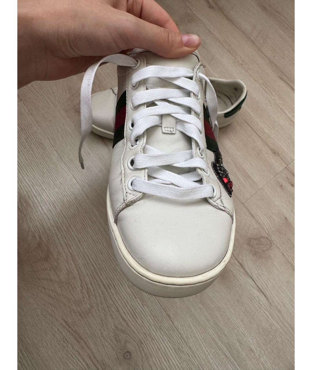 GUCCI Белые кожаные кеды, фото 7
