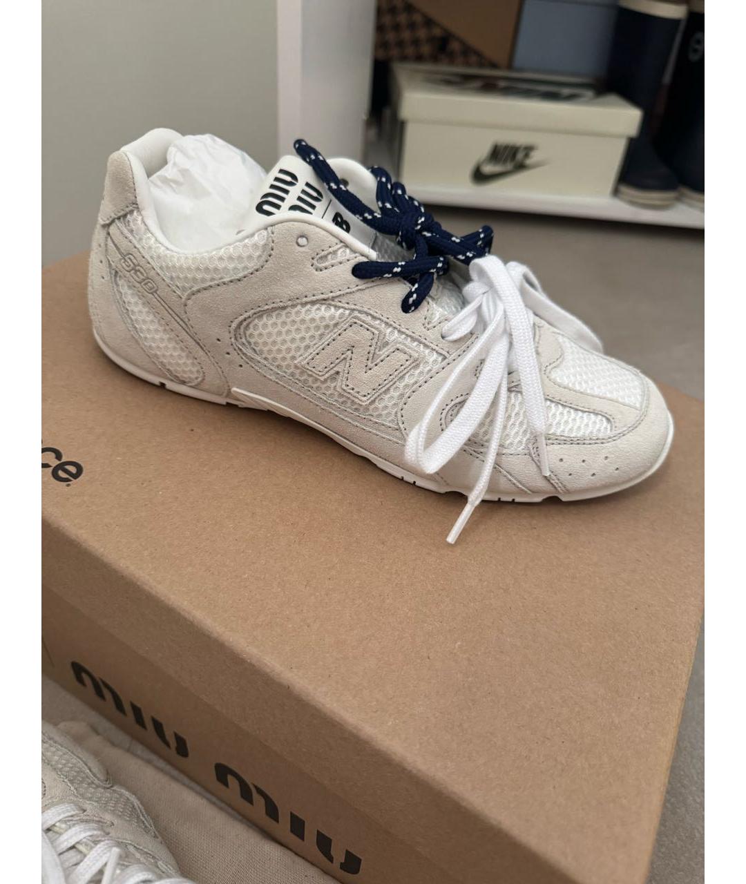 MIU MIU Белые замшевые кроссовки, фото 7