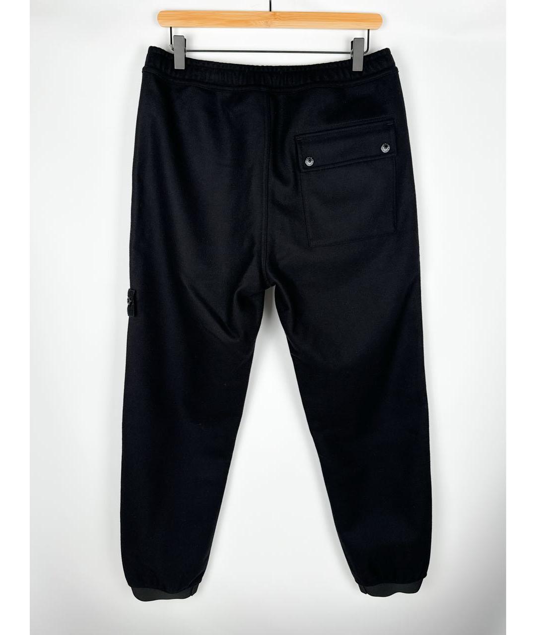 STONE ISLAND Черные шерстяные повседневные брюки, фото 2