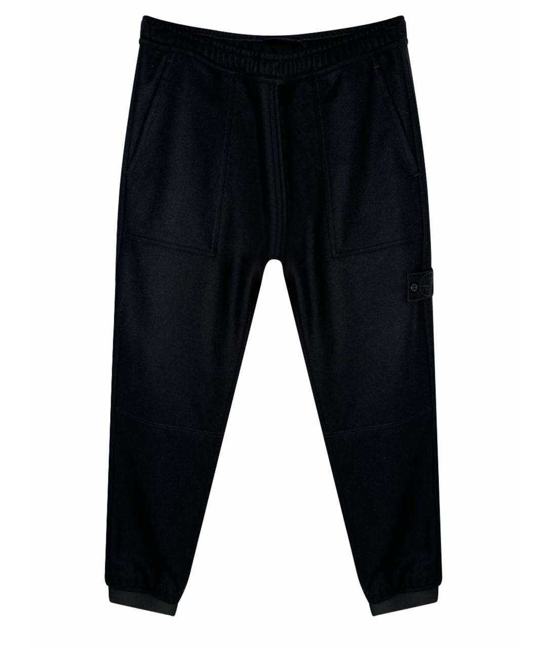 STONE ISLAND Черные шерстяные повседневные брюки, фото 1