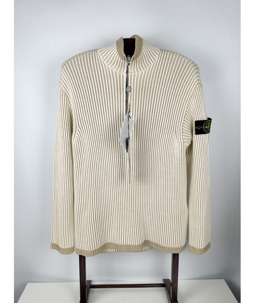 STONE ISLAND Бежевый шерстяной джемпер / свитер, фото 9