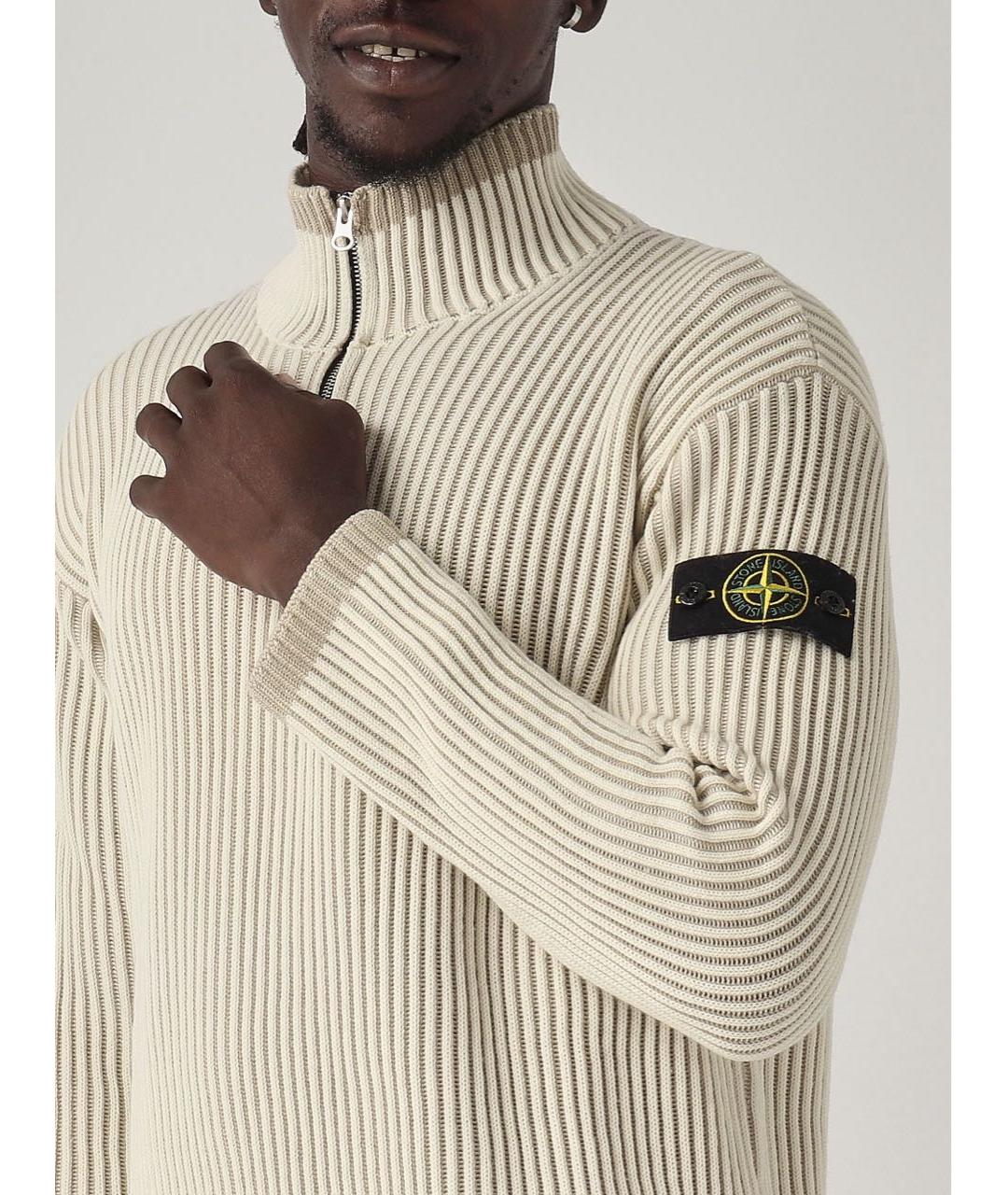 STONE ISLAND Бежевый шерстяной джемпер / свитер, фото 7