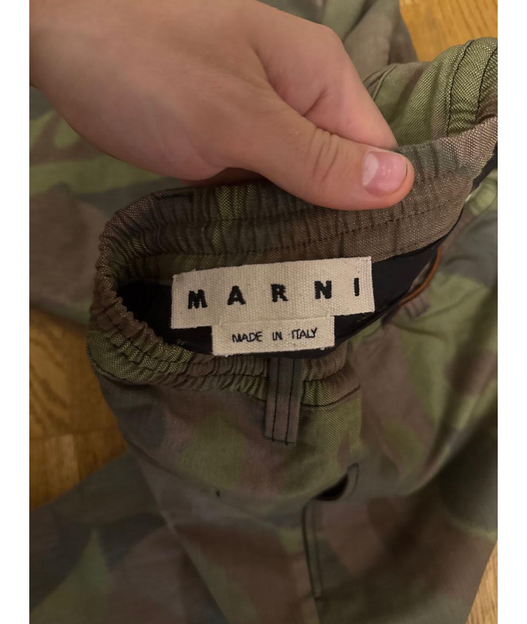 MARNI Хаки хлопковые брюки чинос, фото 5