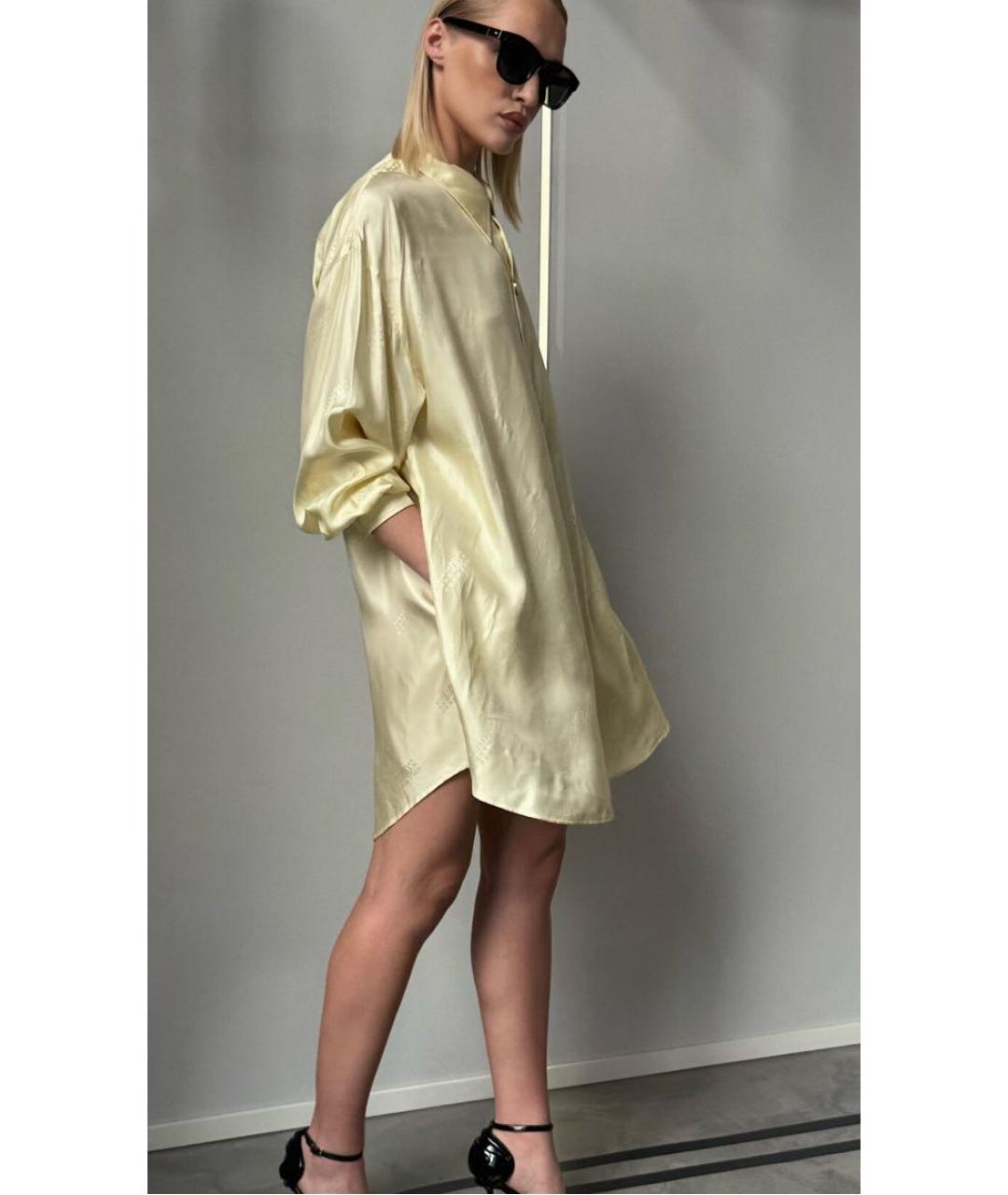 MM6 MAISON MARGIELA Желтое вискозное повседневное платье, фото 3