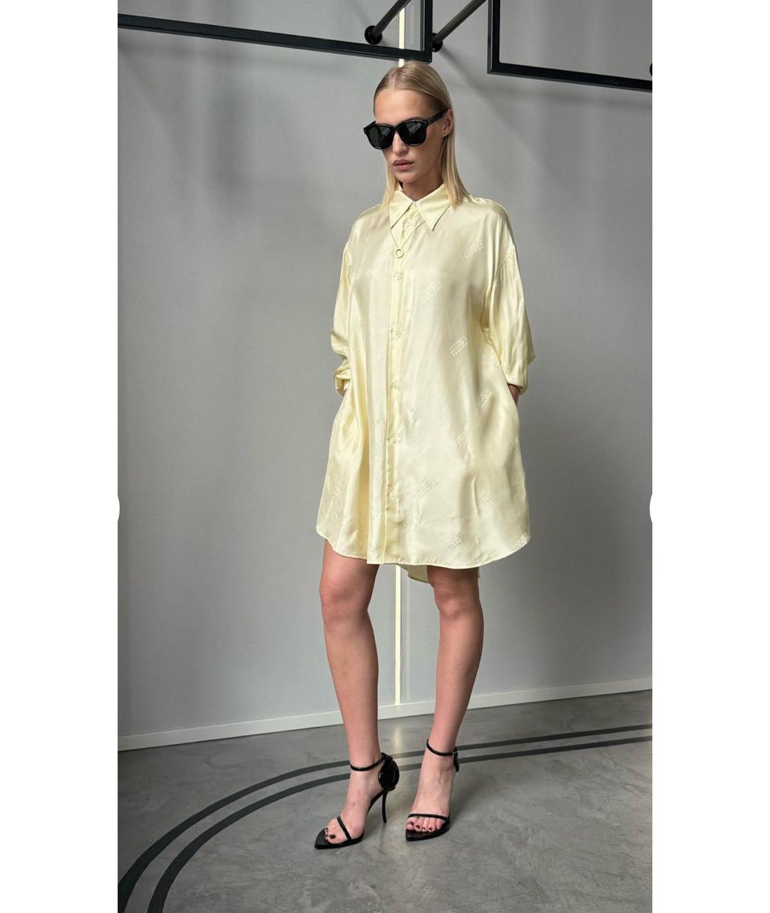 MM6 MAISON MARGIELA Желтое вискозное повседневное платье, фото 2