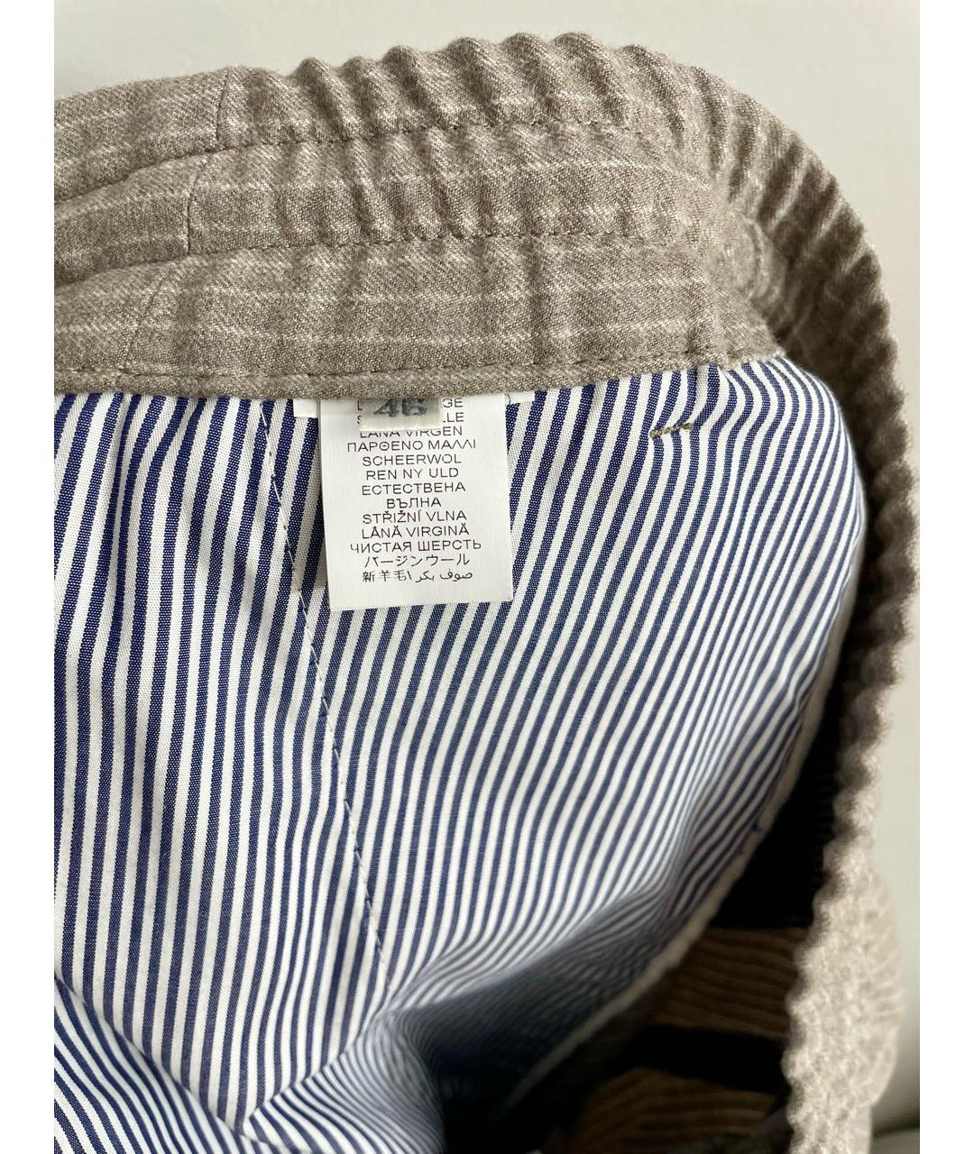 BRUNELLO CUCINELLI Бежевые шерстяные брюки чинос, фото 3