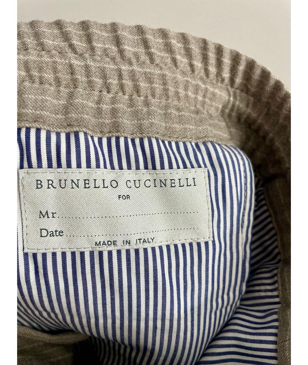 BRUNELLO CUCINELLI Бежевые шерстяные брюки чинос, фото 2
