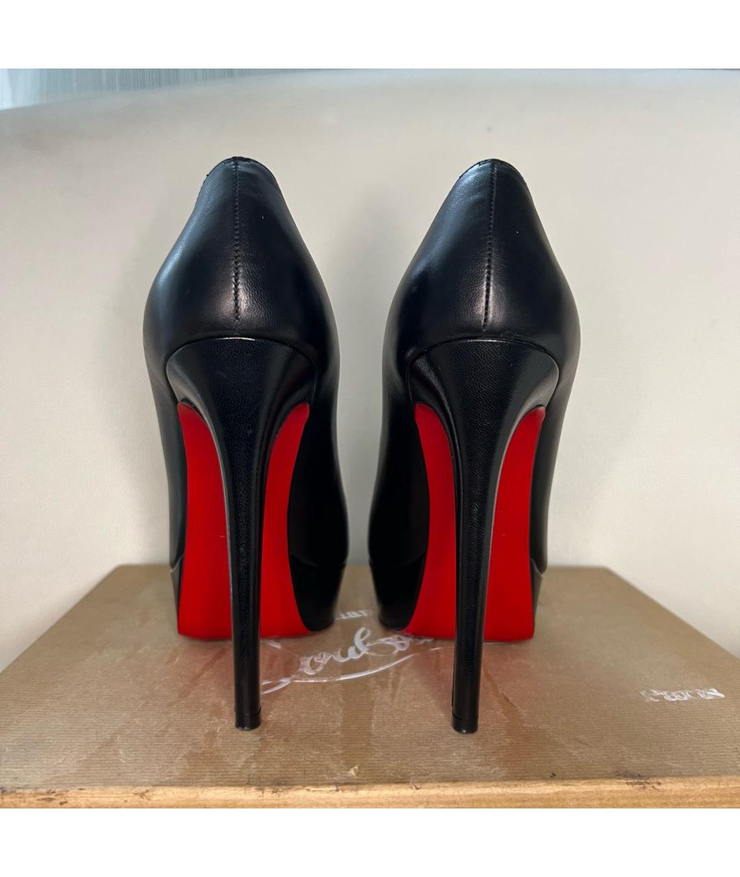 CHRISTIAN LOUBOUTIN Черные кожаные туфли, фото 4